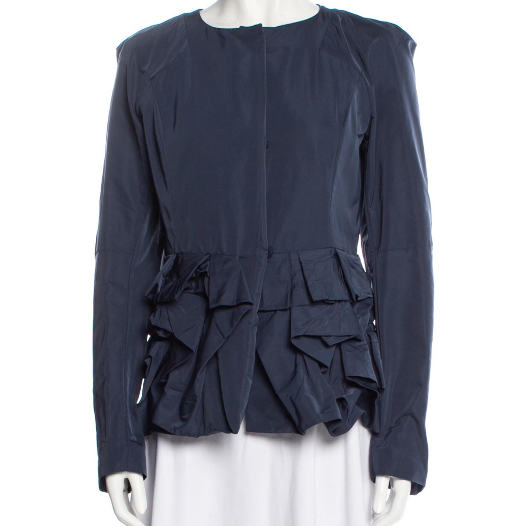 Nwt Marni, Italy Navy Blue Ruffle Peplum Blazer Jacket